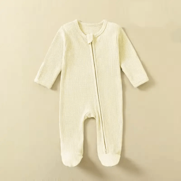 Organic Cotton Baby Romper with Zipper – Footed Long-Sleeve Sleepsuit
