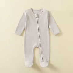 Organic Cotton Baby Romper with Zipper – Footed Long-Sleeve Sleepsuit