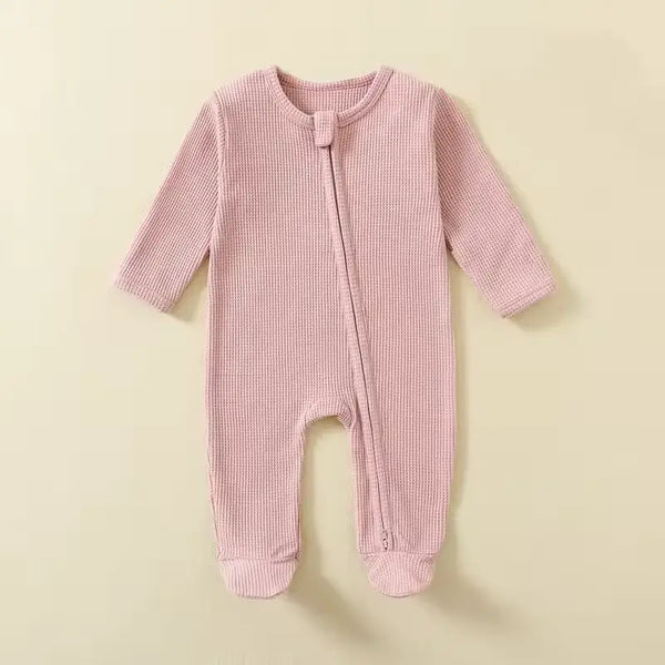 Organic Cotton Baby Romper with Zipper – Footed Long-Sleeve Sleepsuit