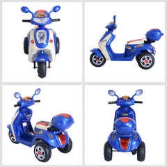 HOMCOM 6V Kids Electric Motorcycle Tricycle with Headlight and Music - Blue